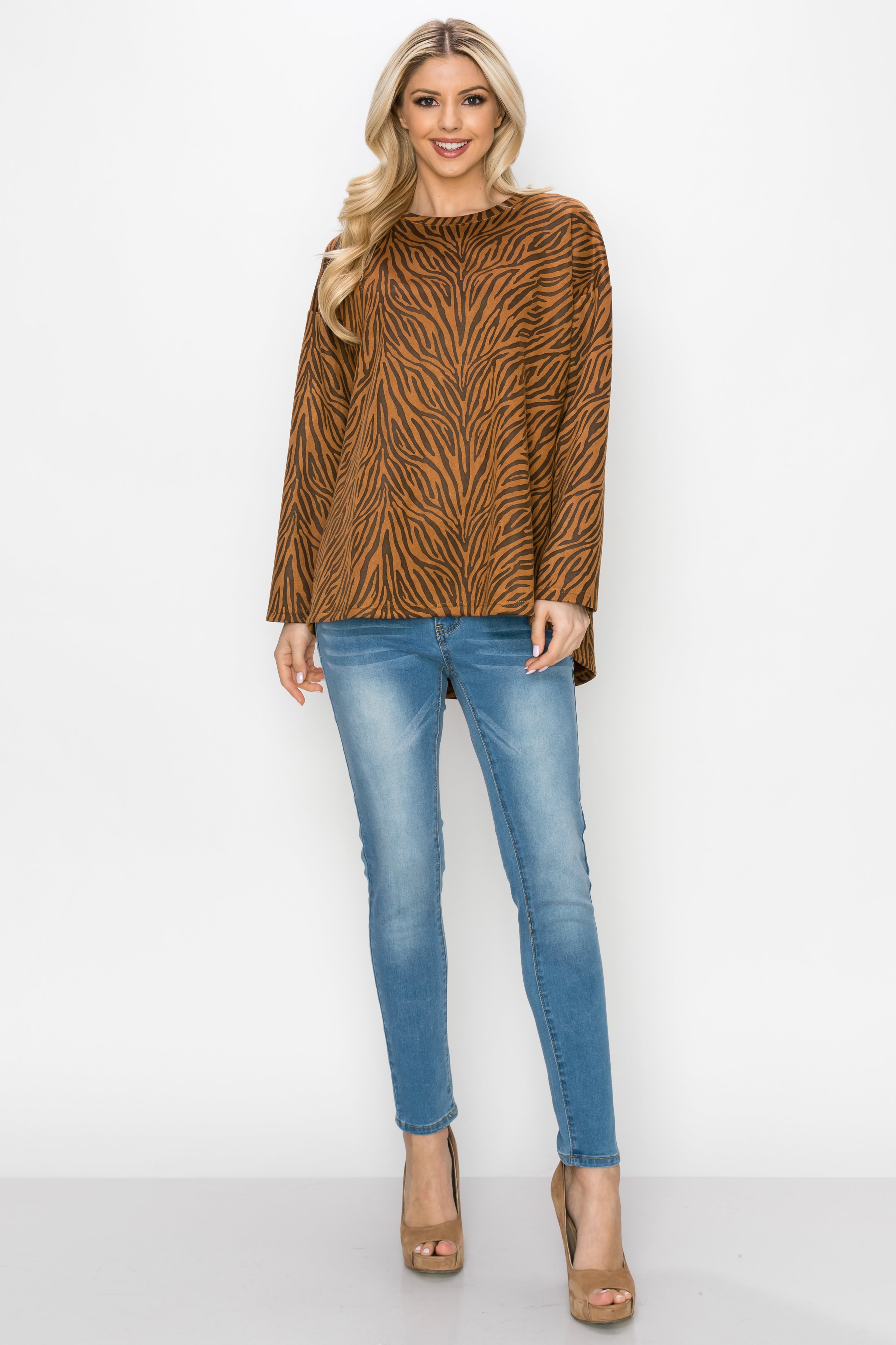 Alcee Stretch Suede Animal Print Top