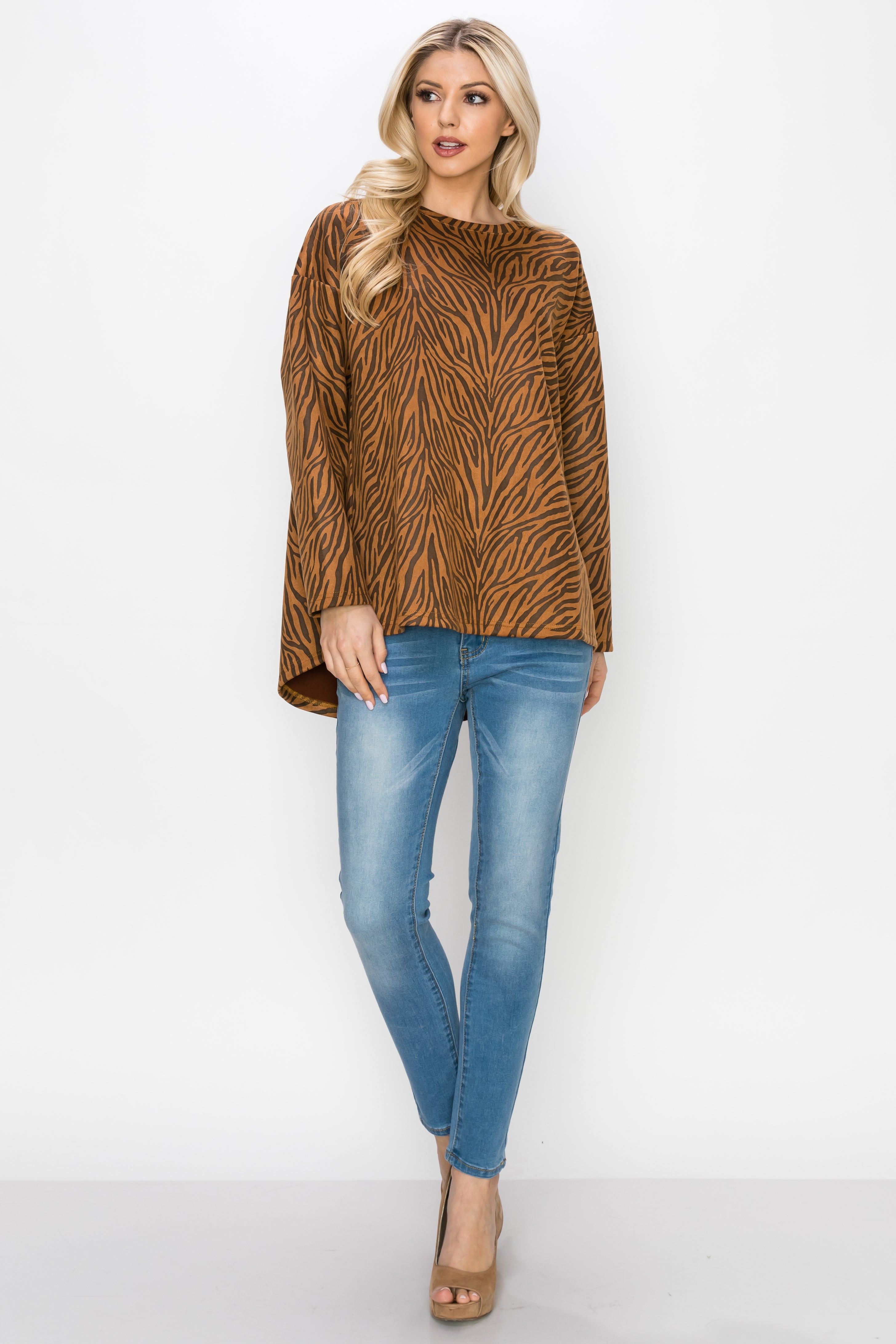 Alcee Stretch Suede Animal Print Top