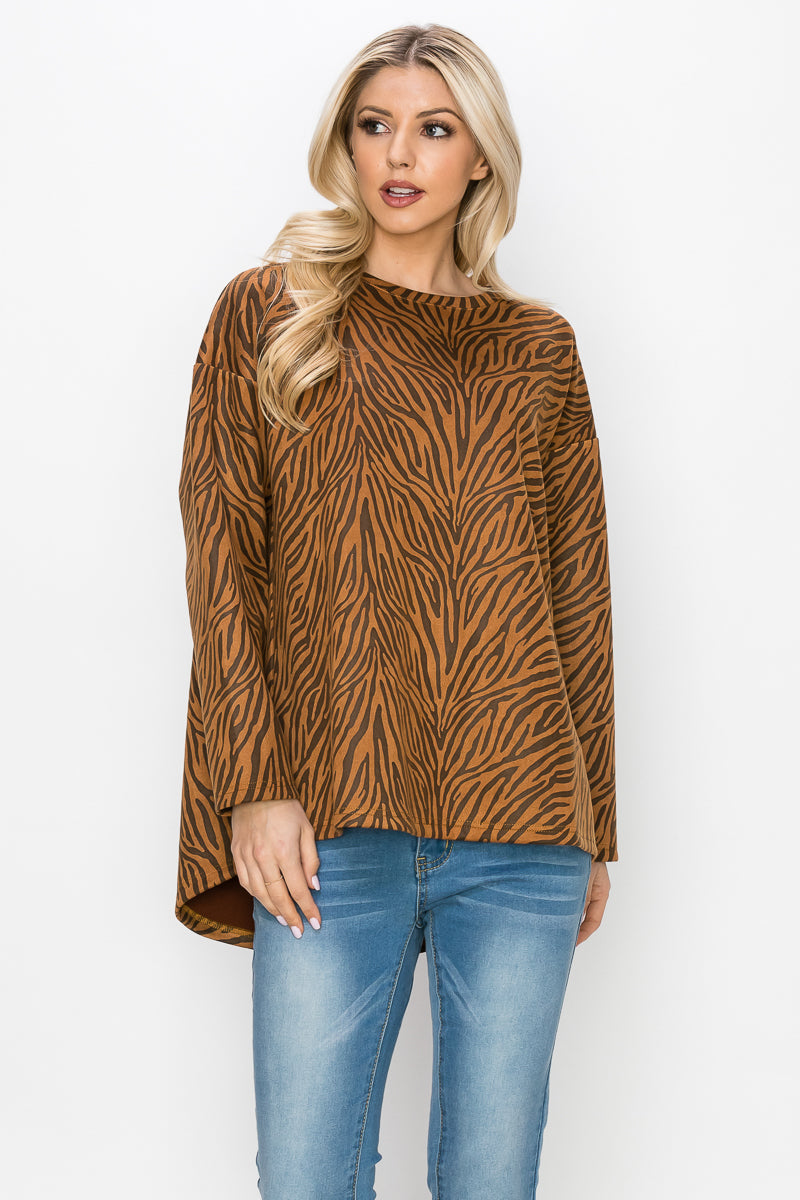 Alcee Stretch Suede Animal Print Top