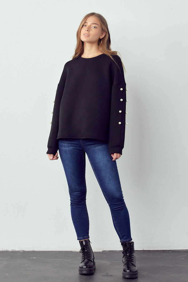 Katri Stretch French Scuba Pearl Top