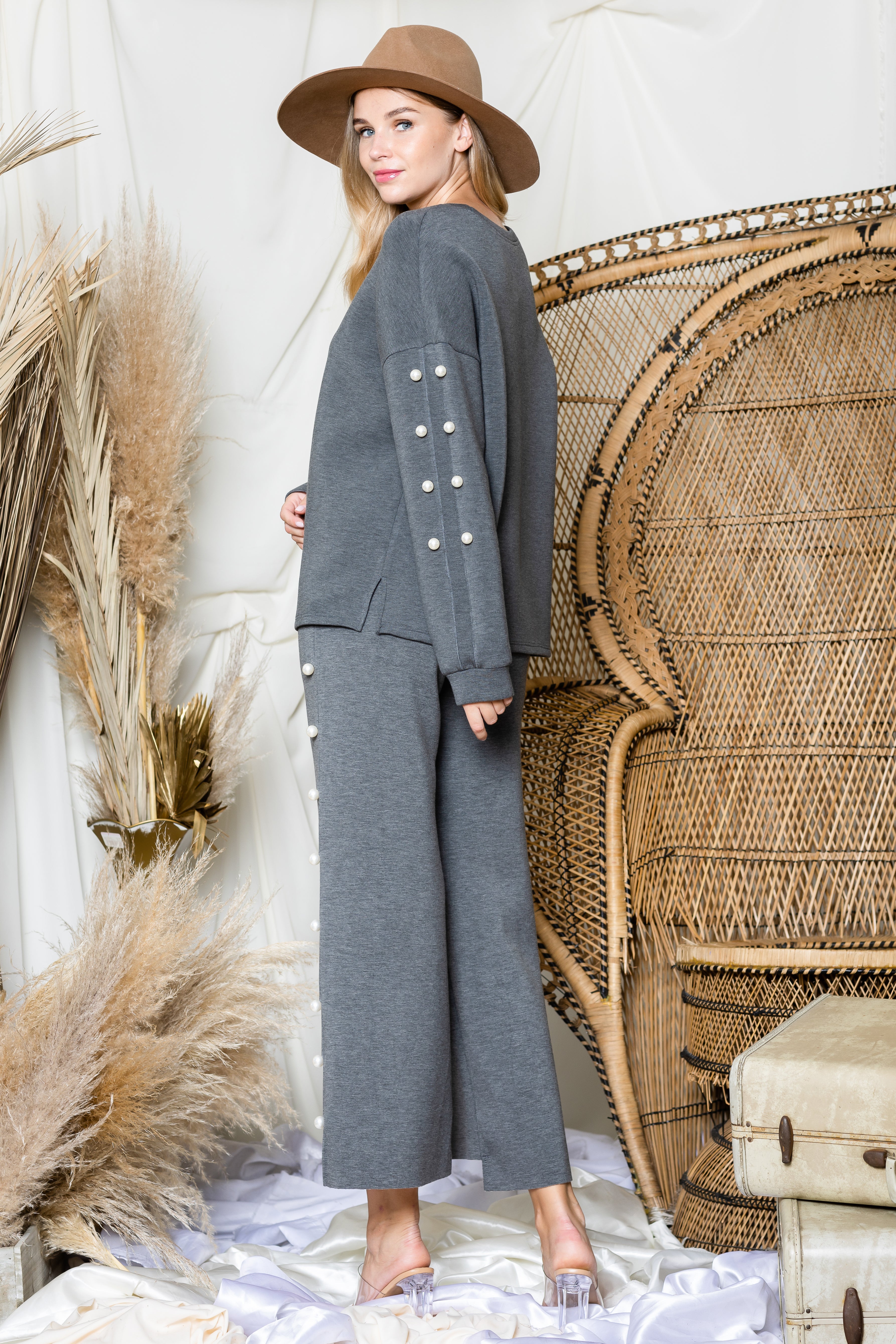 Katri Stretch French Scuba Pearl Top