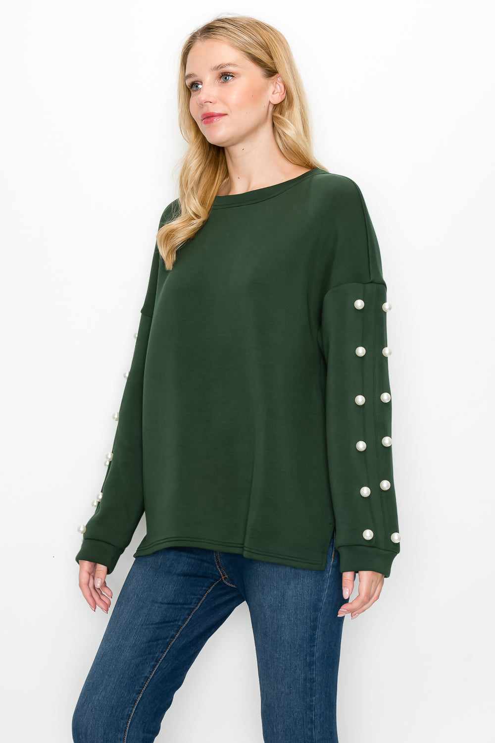 Katri Stretch French Scuba Pearl Top