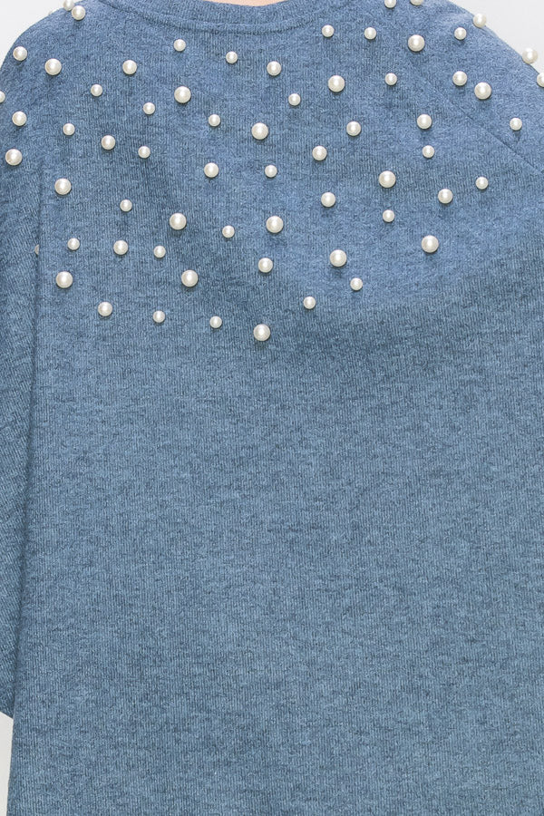 Shelia Stretch Knit Pearl Poncho