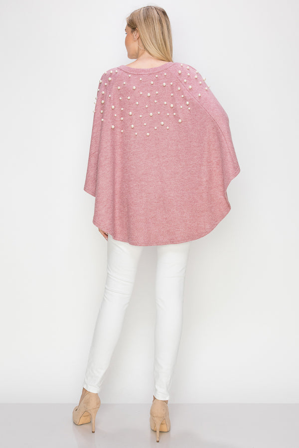 Shelia Stretch Knit Pearl Poncho