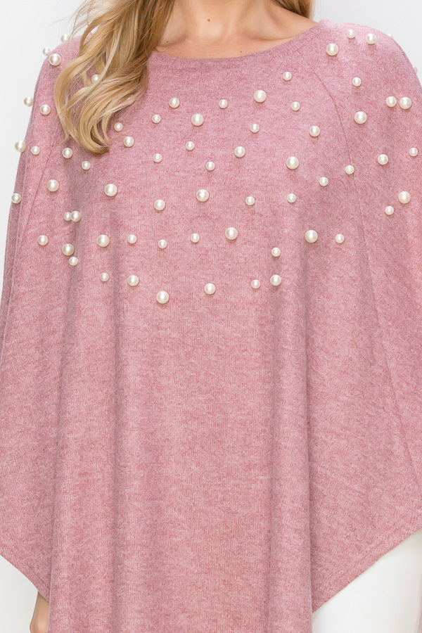Shelia Stretch Knit Pearl Poncho
