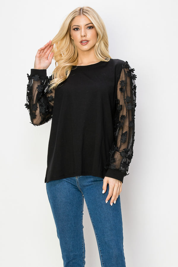 Rainah Stretch Pointe Knit Lace Top