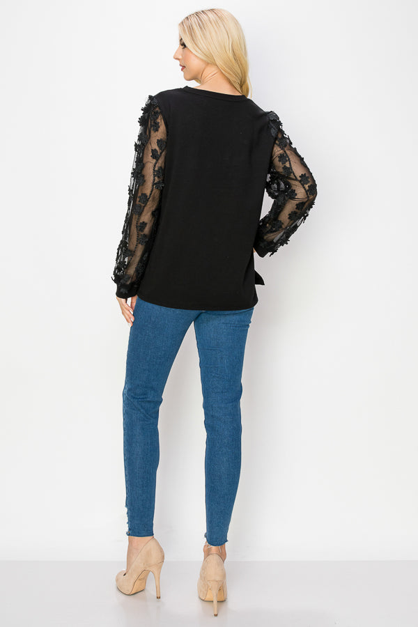 Rainah Stretch Pointe Knit Lace Top