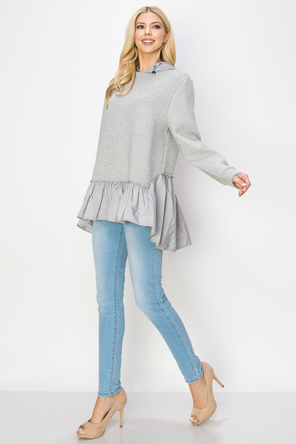 Fabria Stretch French Scuba Hoodie Top