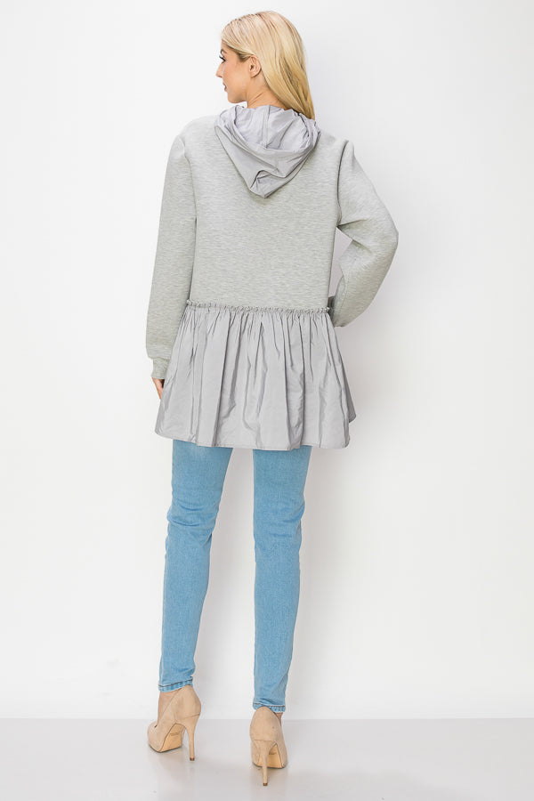 Fabria Stretch French Scuba Hoodie Top