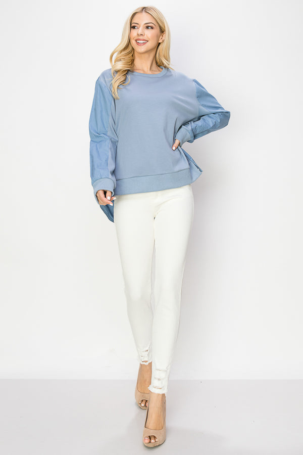 Rheta Top with Pointe Knit & Cotton Poplin