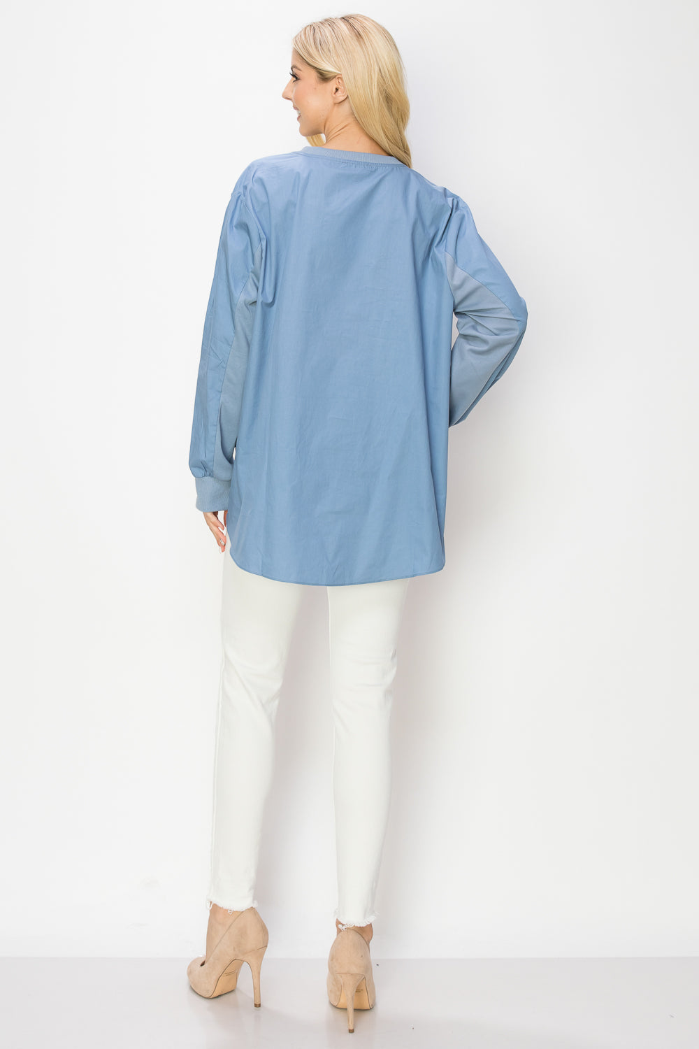Rheta Stretch Pointe Knit & Cotton Top