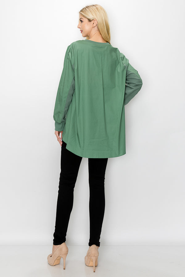 Rheta Stretch Pointe Knit & Cotton Top