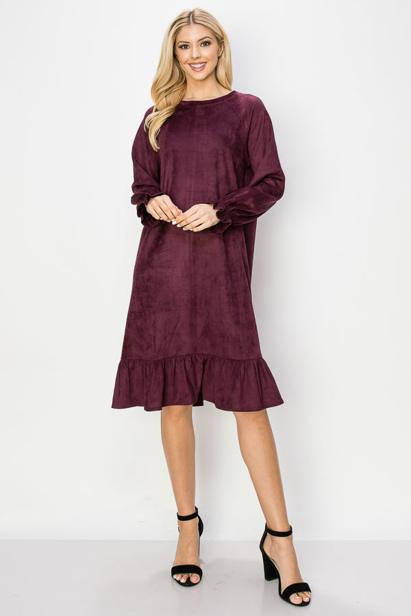 Amal Stretch Suede Dress Mulberry / S / 52361A