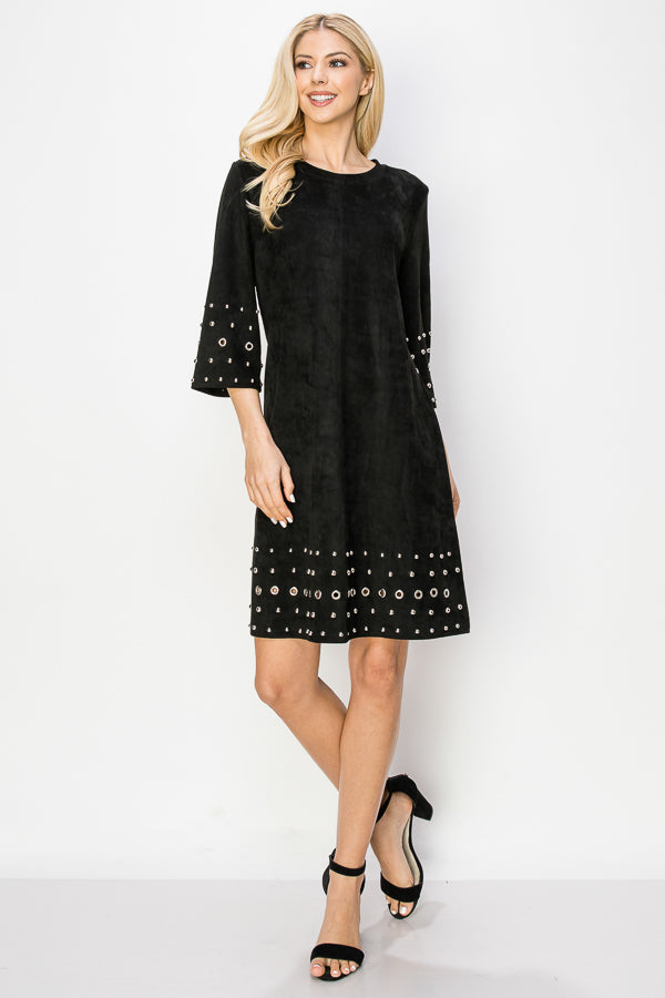 Aurora Stretch Suede Dress with Pockets in Mahogony