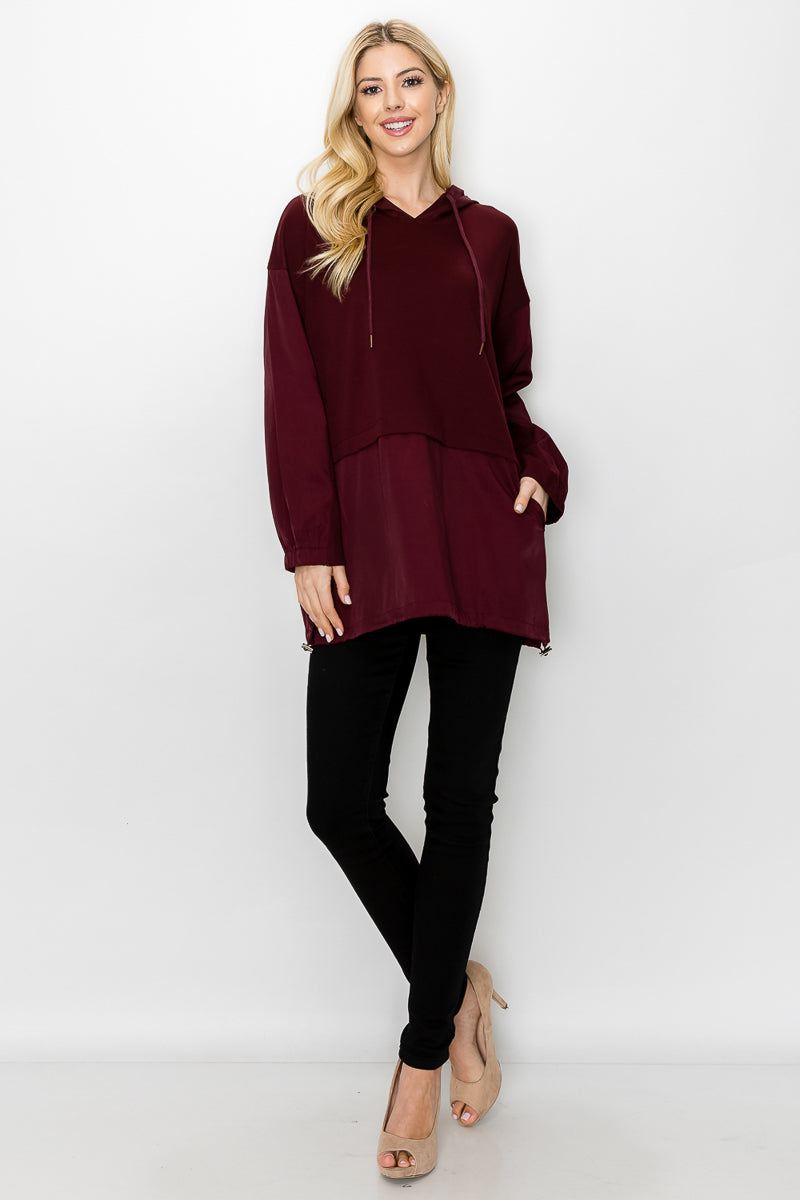 Reinna Stretch Pointe Knit Top with Hoodie
