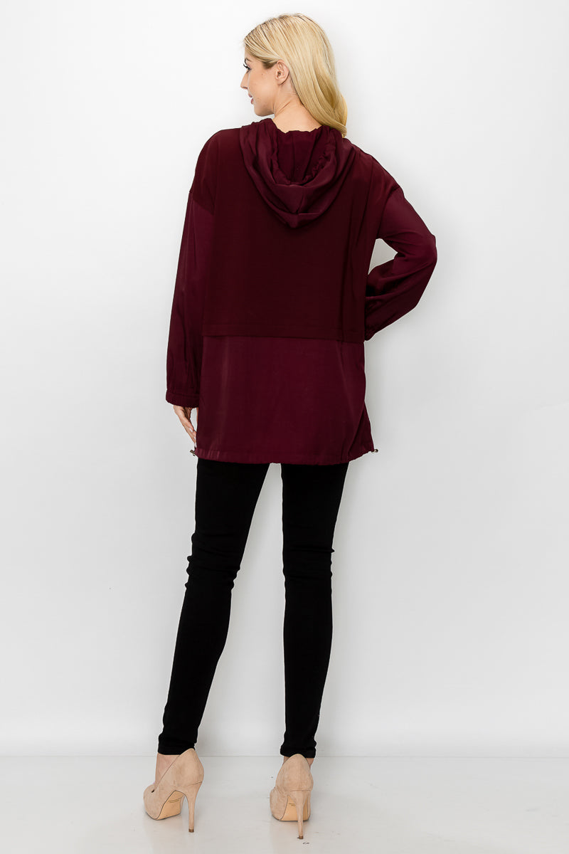 Reinna Stretch Pointe Knit Top with Hoodie