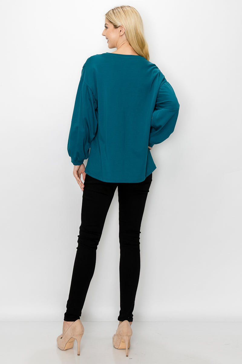 Rosanne Pointe Knit Top with Lace