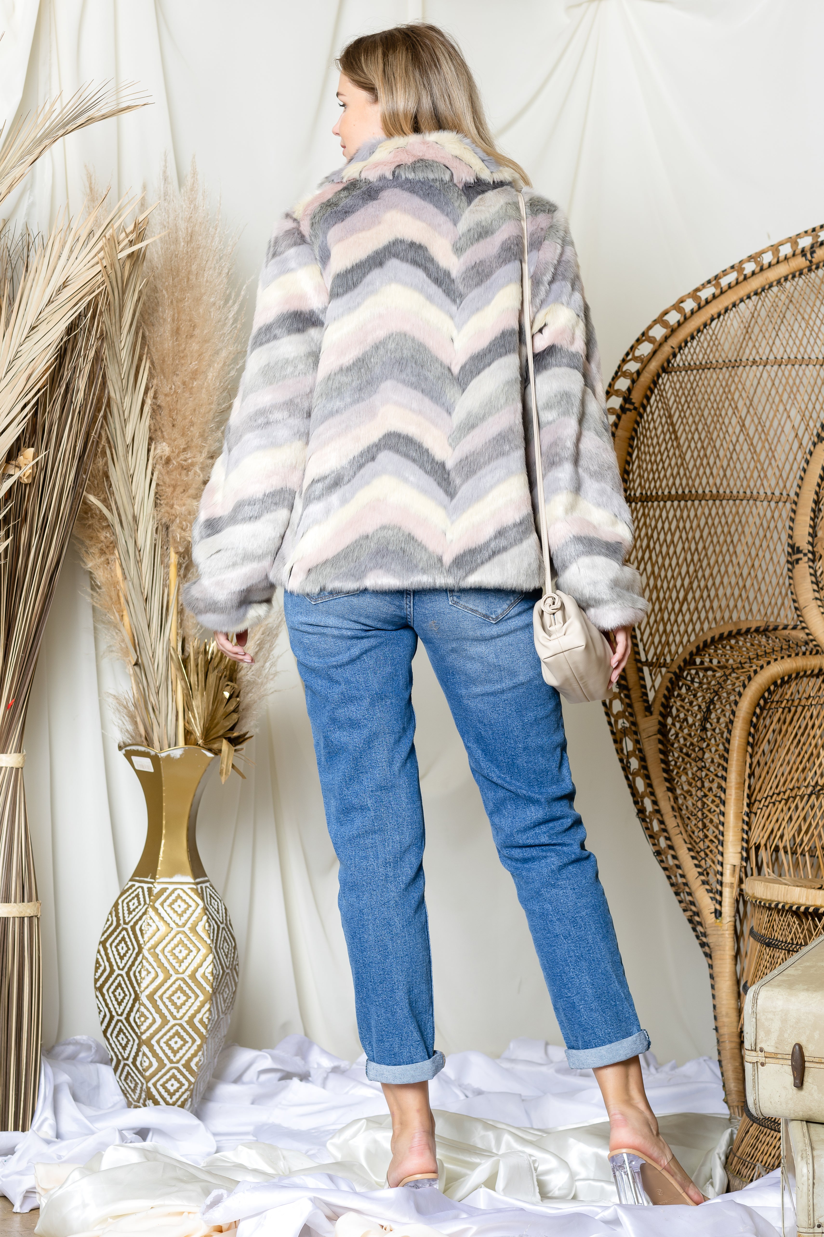 Jonna Chevron Fur Jacket