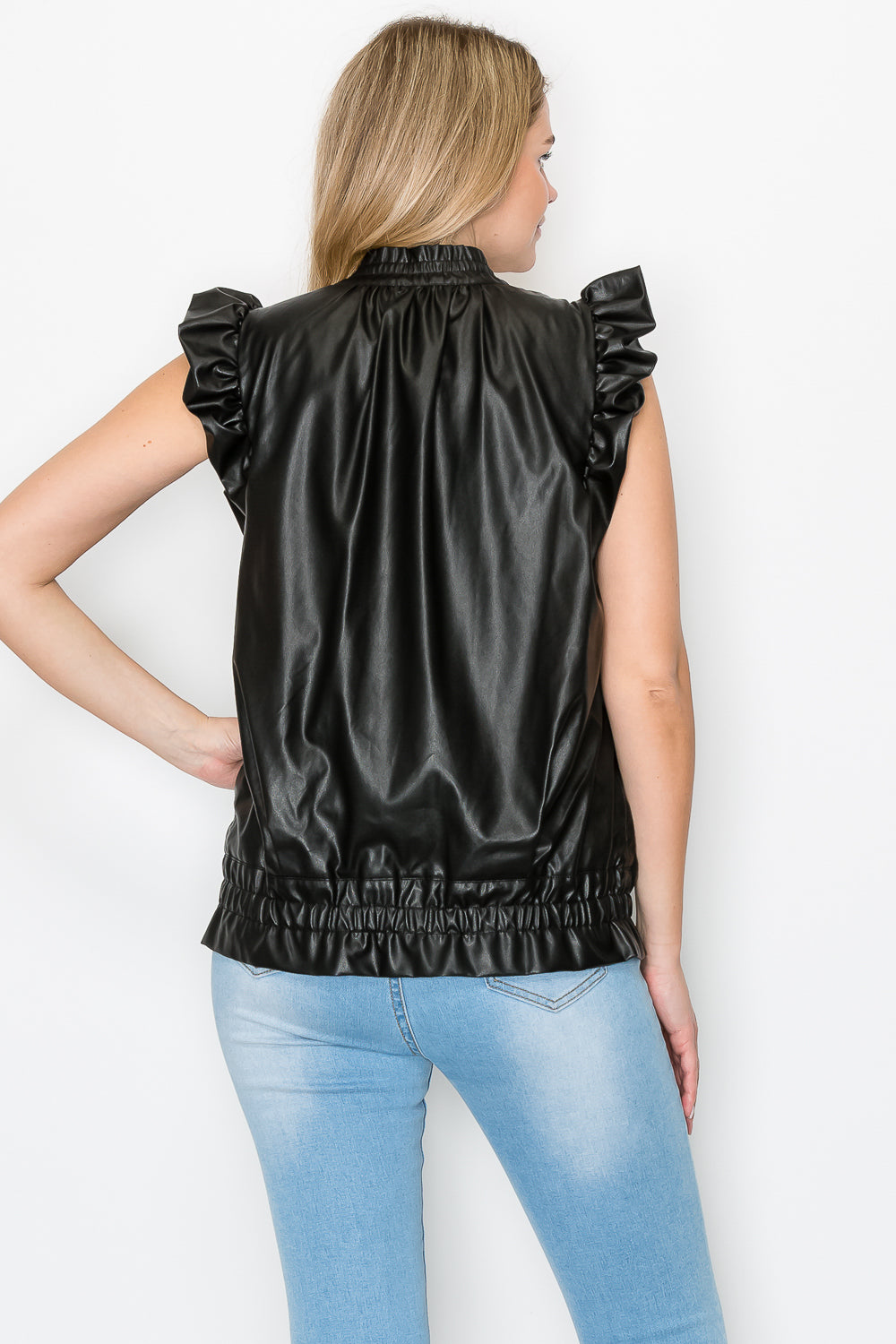 Jaide Ruffled Leather Vest