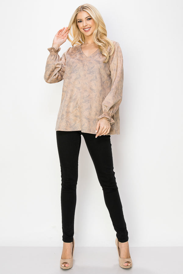 Abby Stretch Suede Print Top