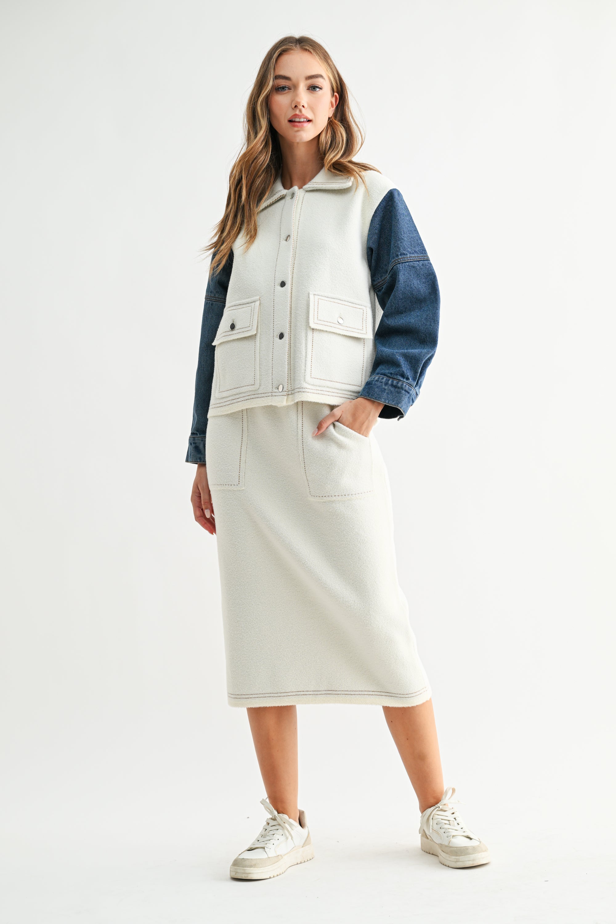 Shiloh Knitted Pencil Sweater Skirt