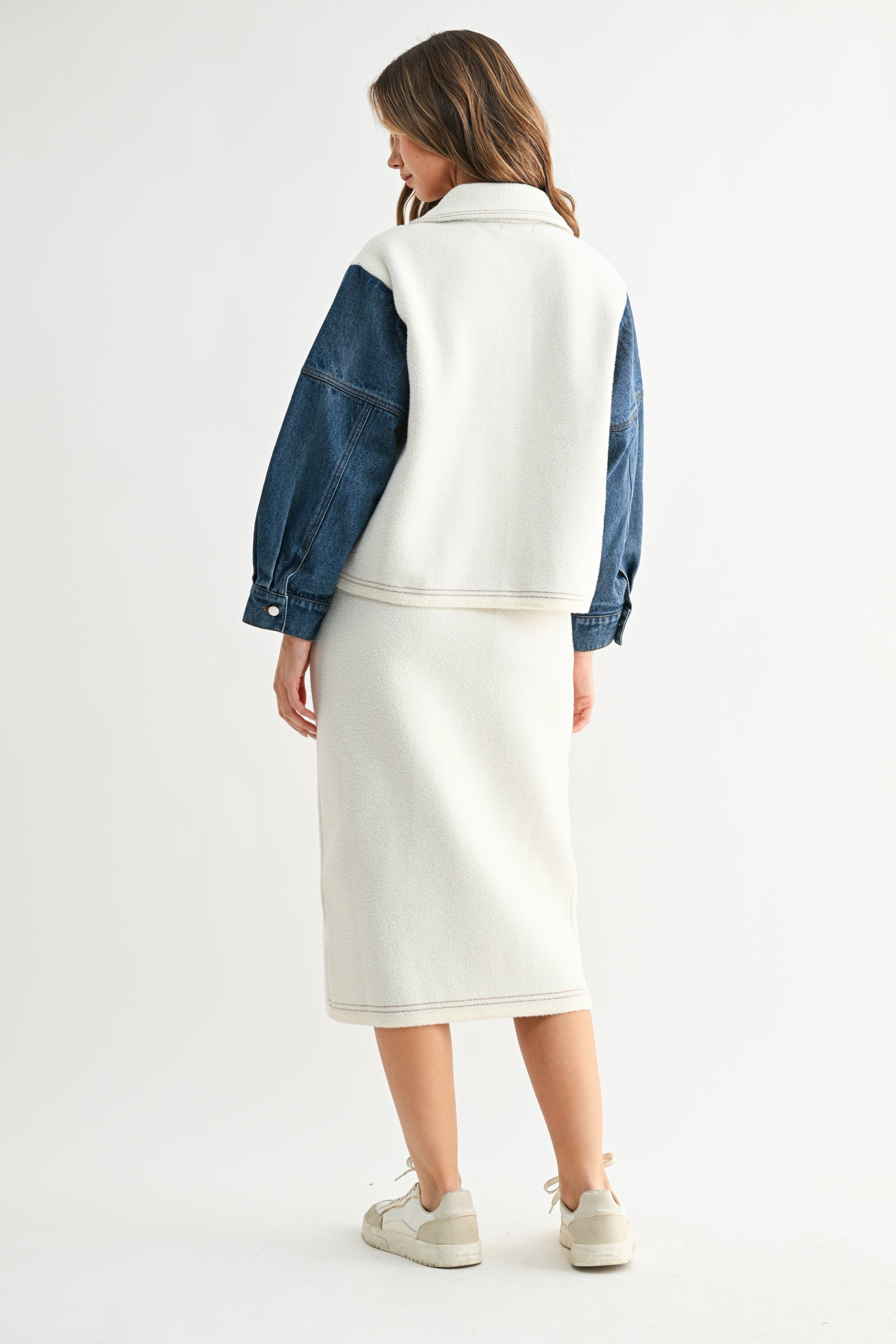 Joseline Knitted Sweater Jacket with Denim