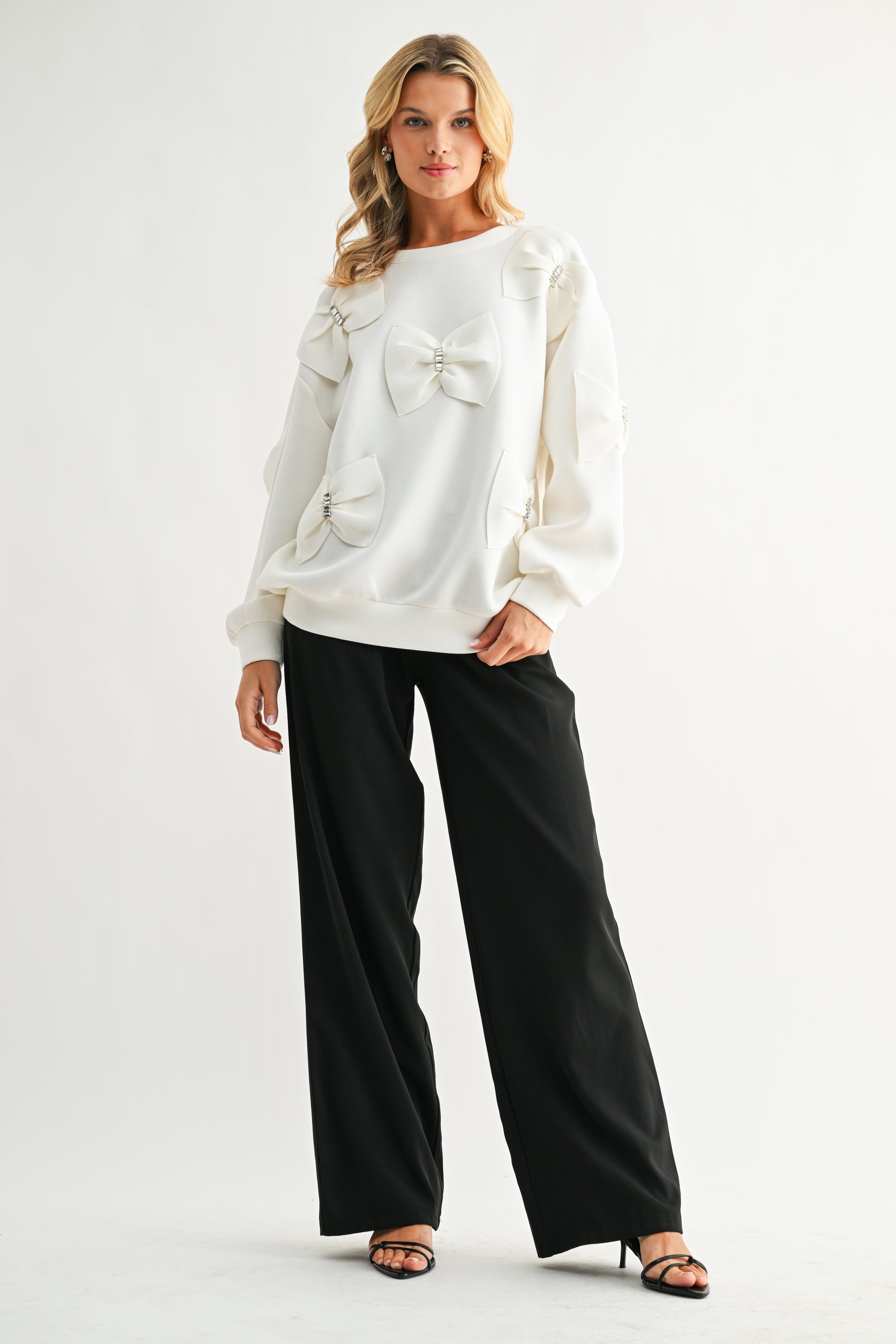 Fiora Stretch French Scuba Ribbon Bow Top