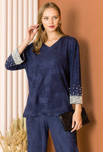 Load image into Gallery viewer, Alani Suede Top with Pearls