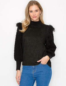 Adilene Knitted Top with Suede Combo