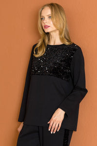 Kimmie Knit Top with Sequin Sparkles