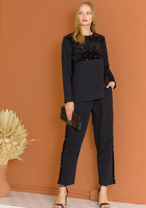 Kenna Knit Pant with Sequin Sparkles