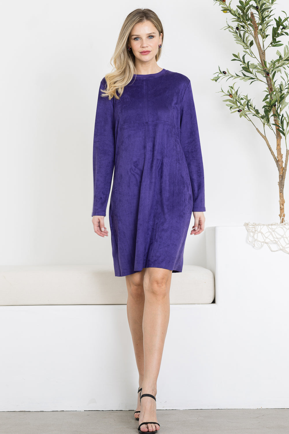 Aurora Suede Round Neck with Pockets