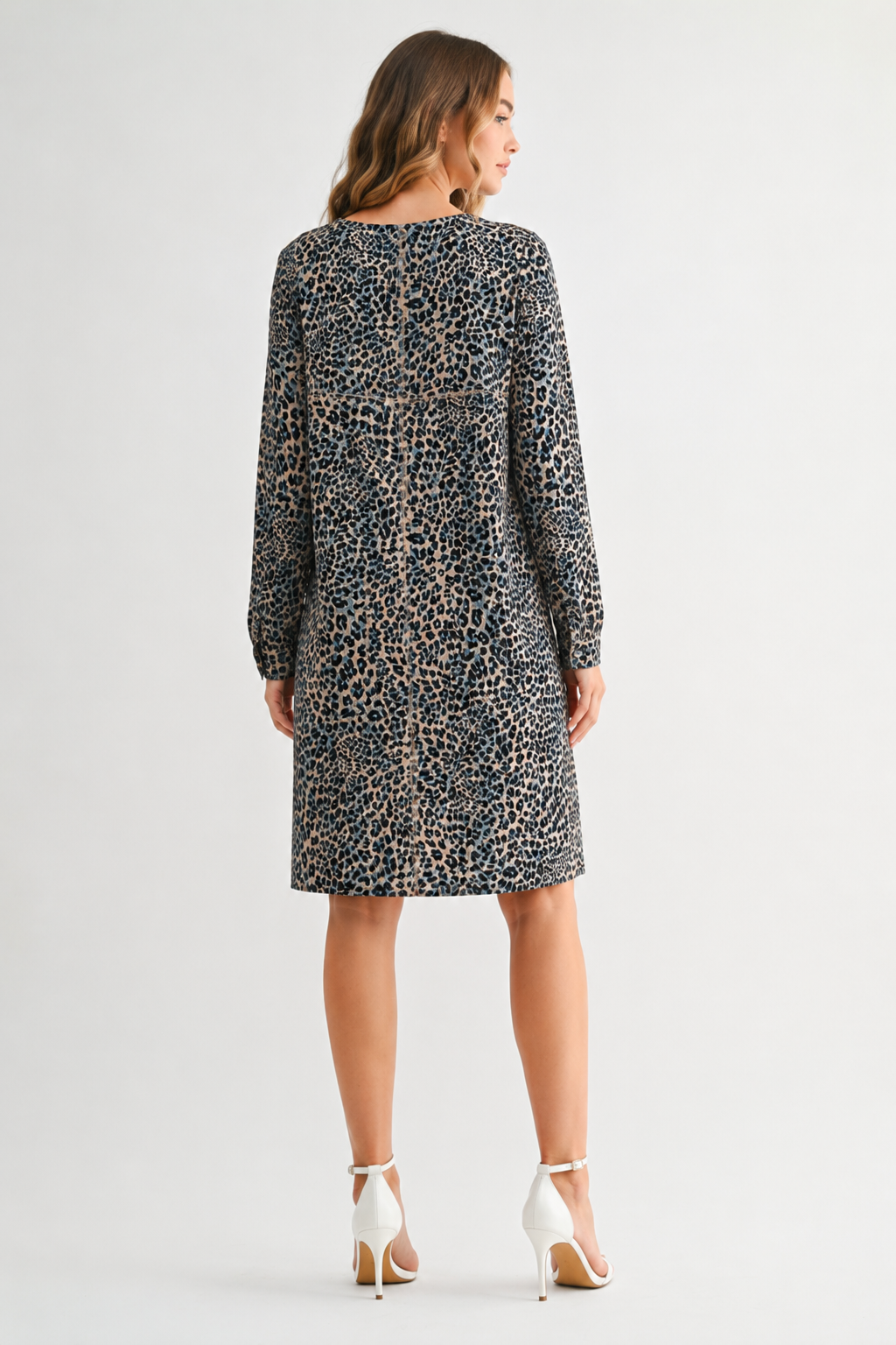 Aurora Suede Print Round Neck Dress (No Pockets)