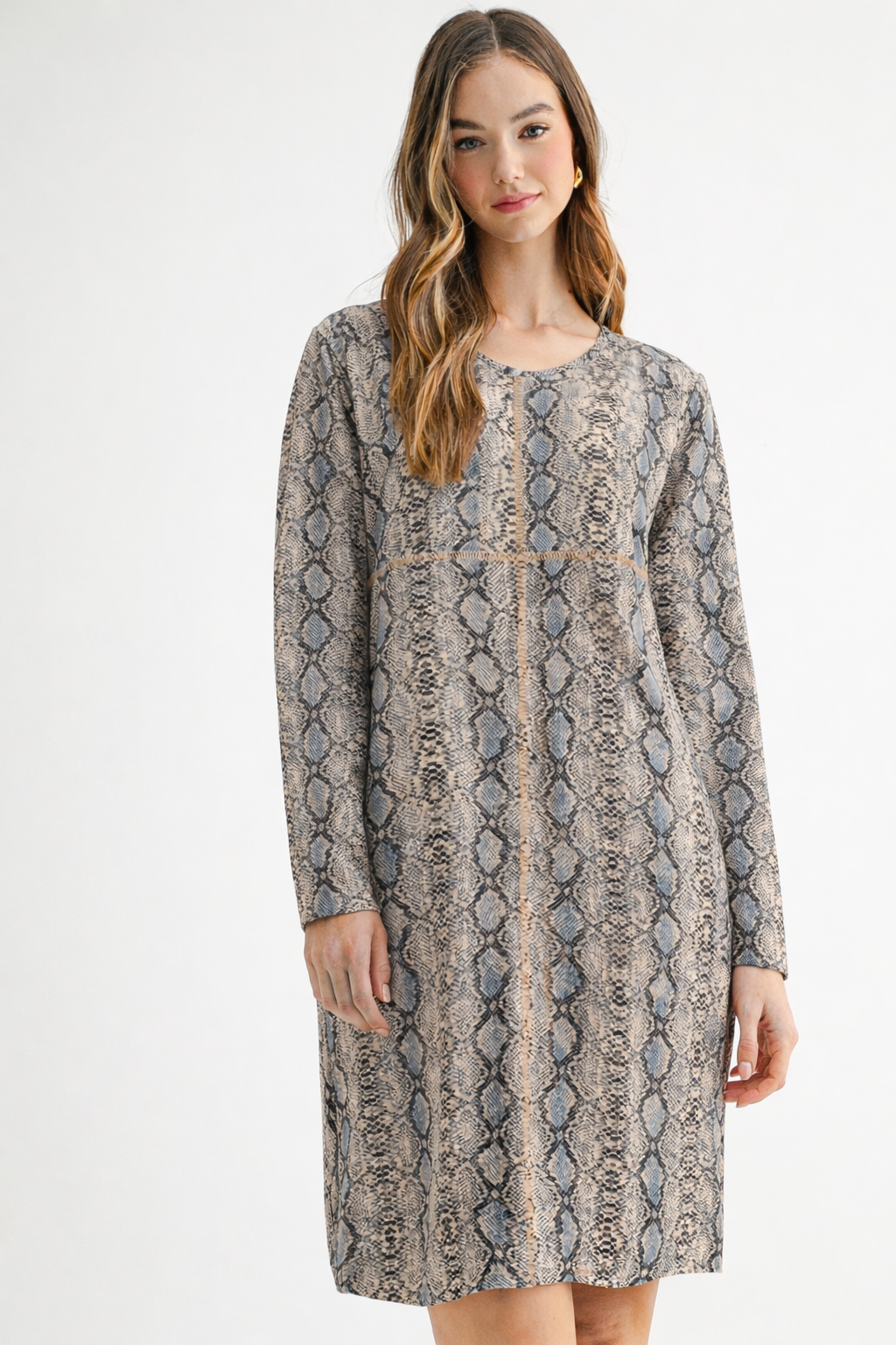 Aurora Suede Round Neck Dress - Snake (with pockets or without)