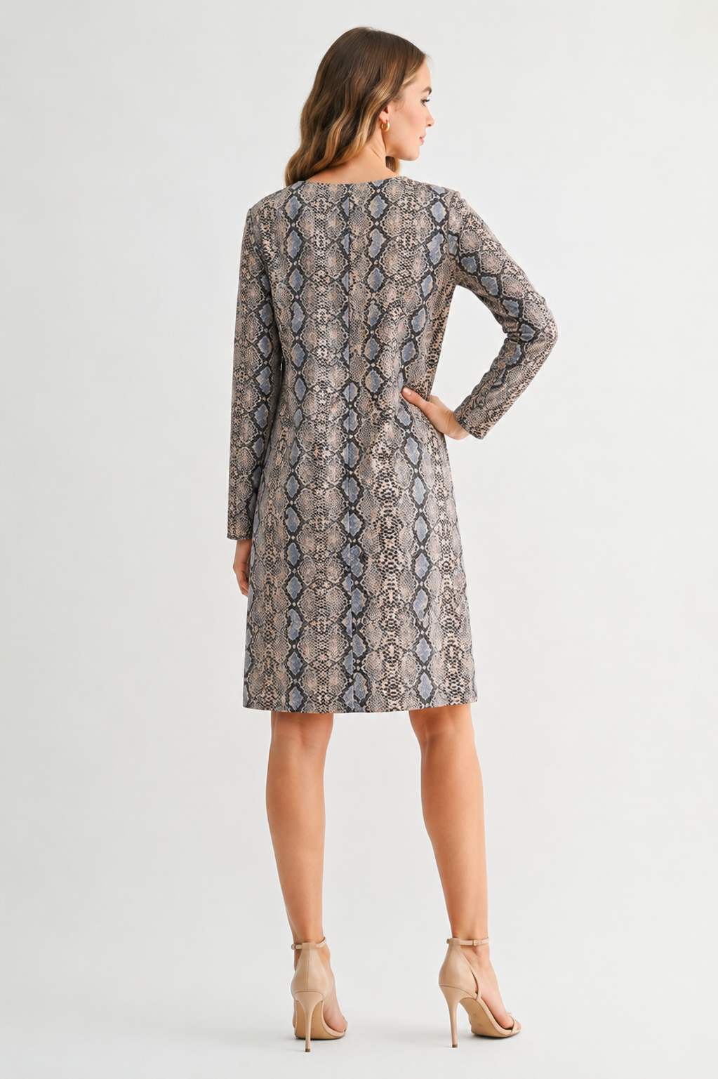Aurora Suede Print V Neck Dress (With Pockets)