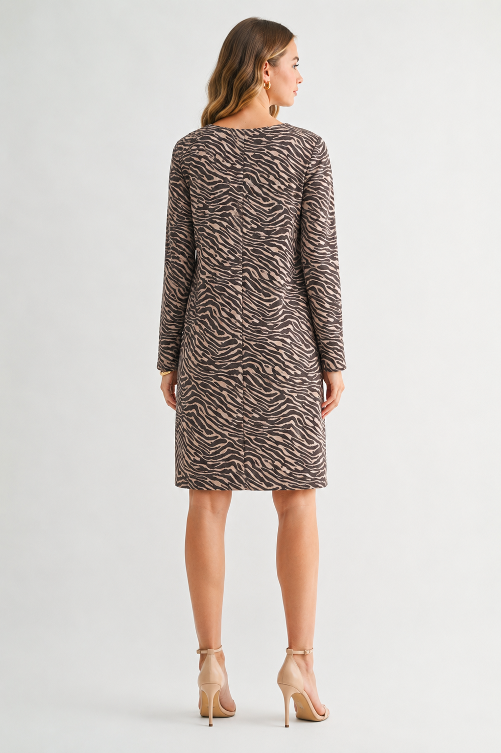 Aurora Suede Print Round Neck Dress (No Pockets)