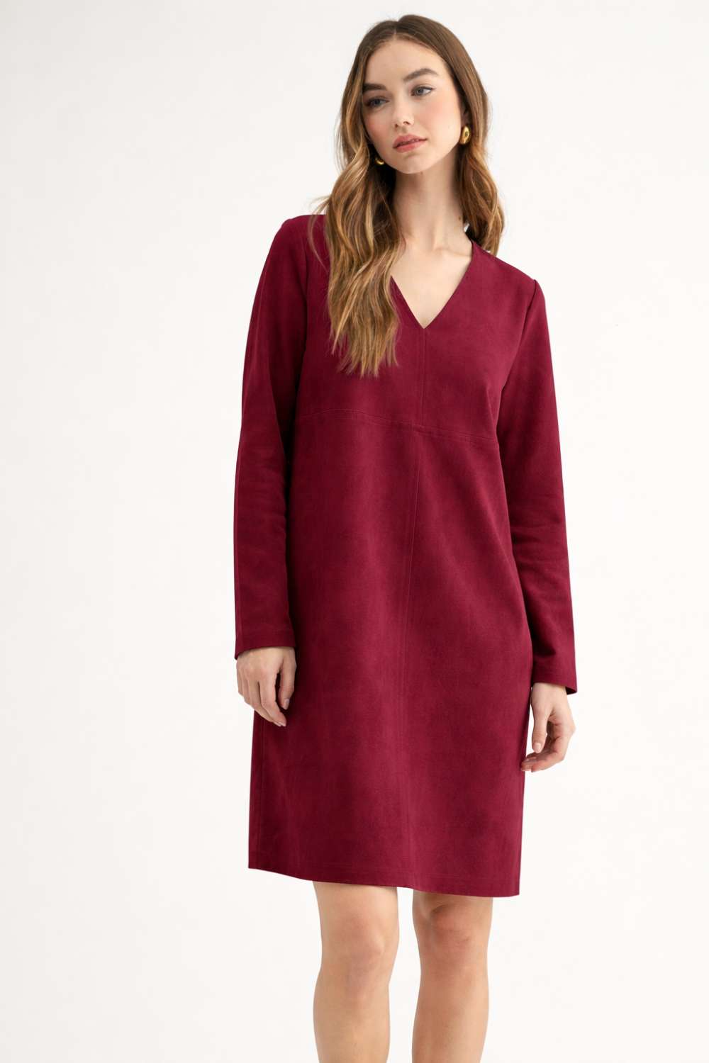 Aurora Suede V-Neck Dress (No Pockets)