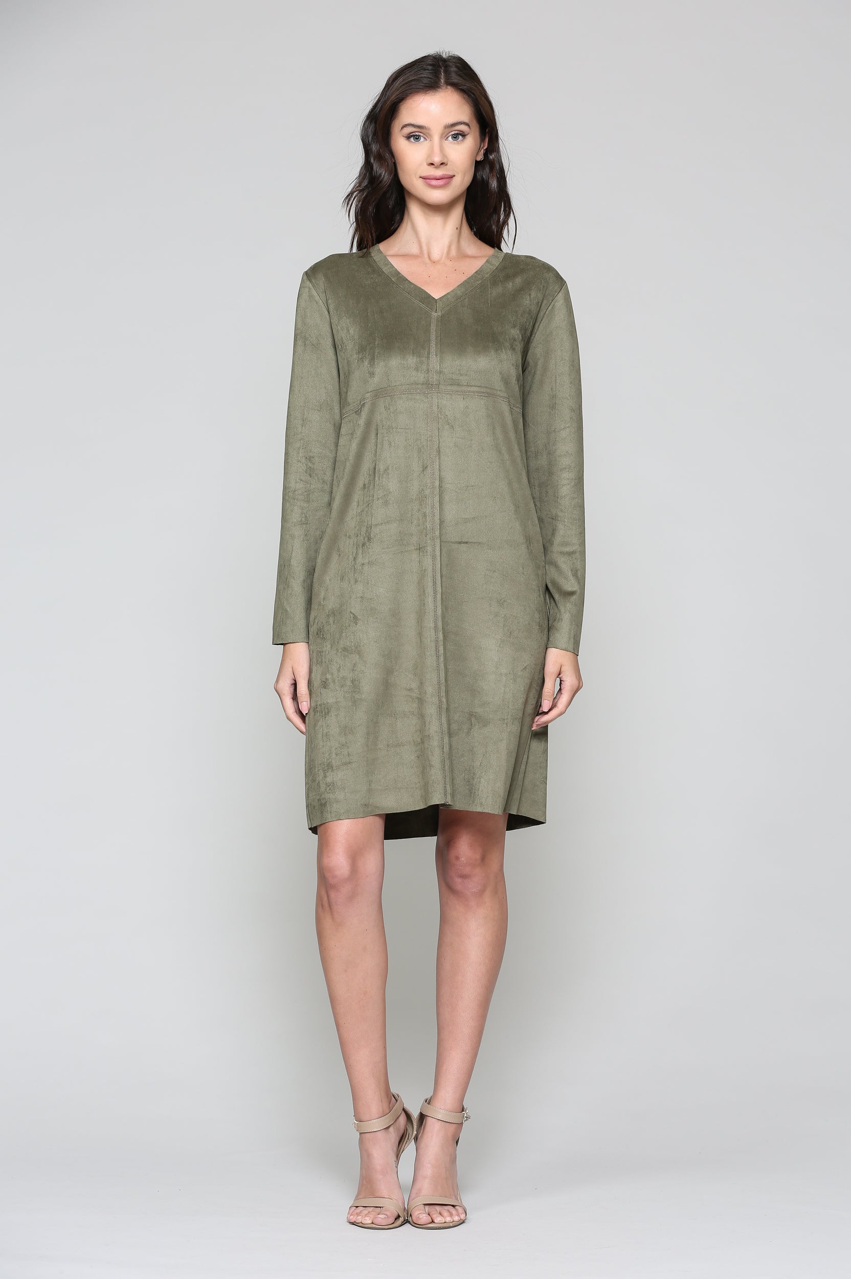 Aurora Suede V Neck with NO Pockets