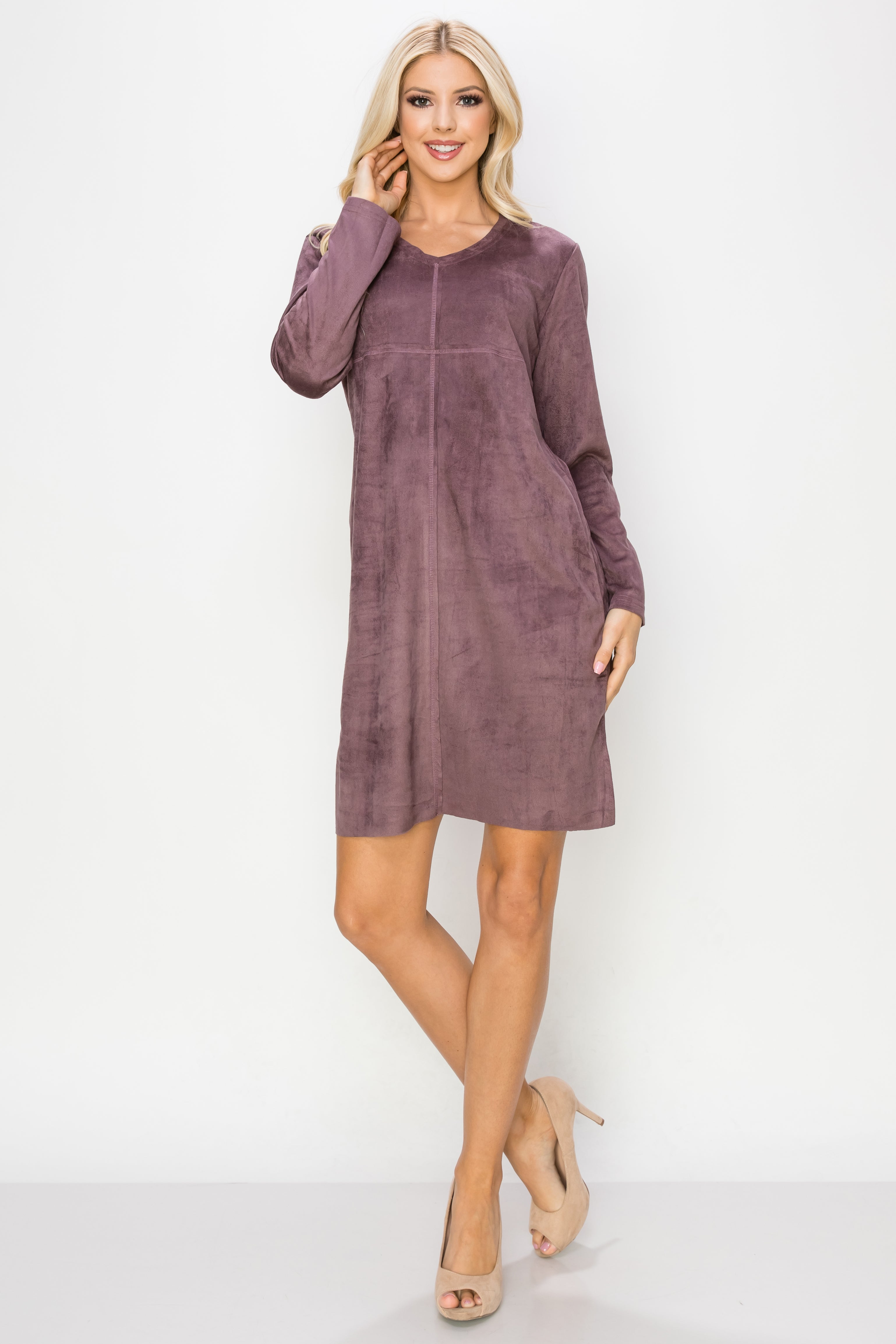 Aurora Suede V Neck with NO Pockets