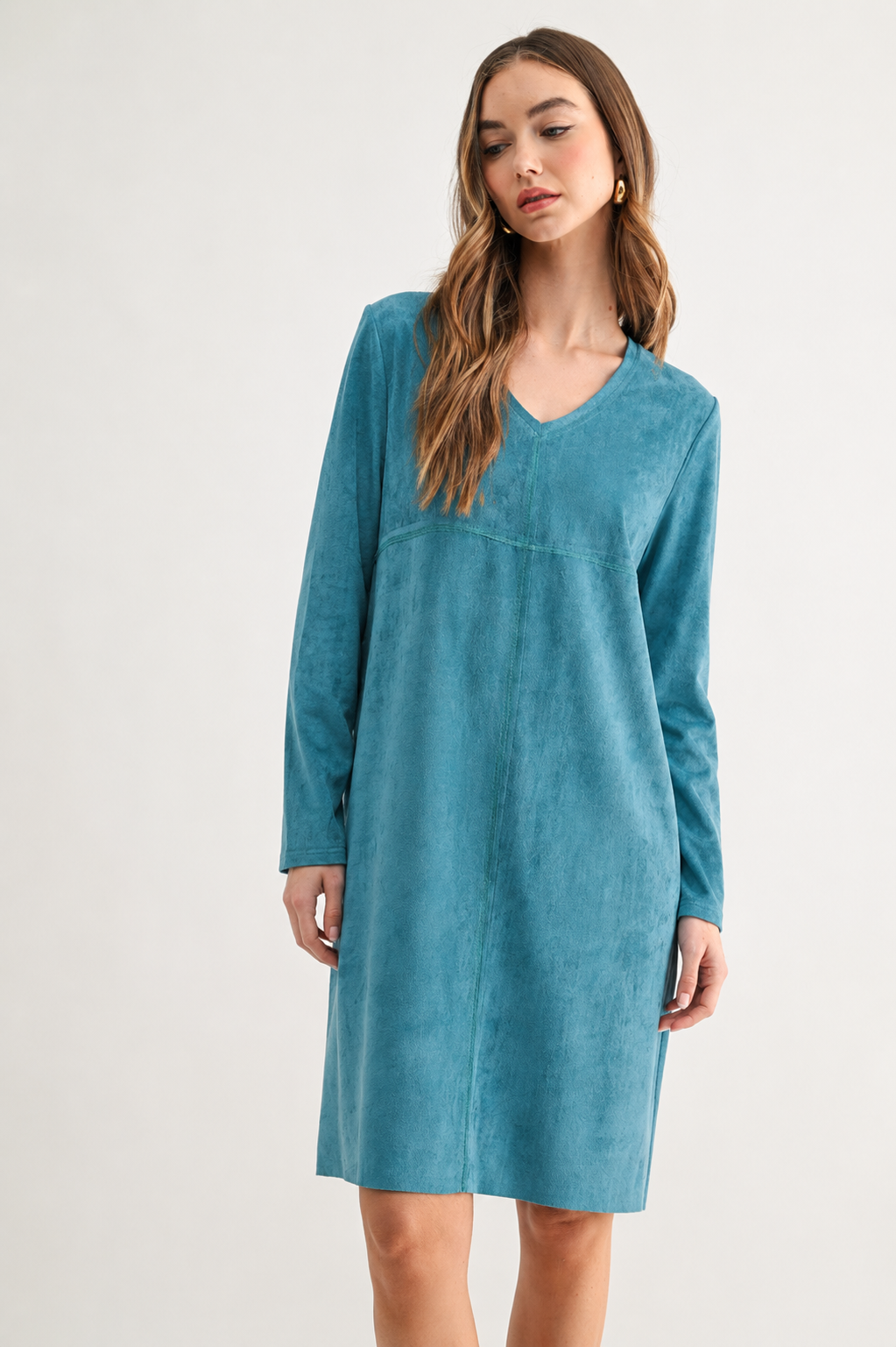 Aurora Suede V-Neck Dress (No Pockets)