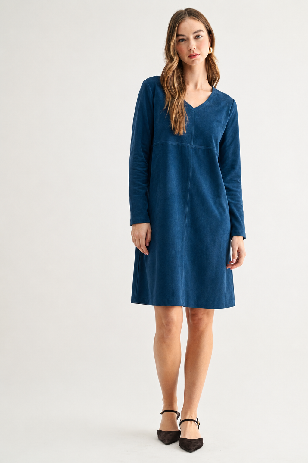 Aurora Suede V-Neck Dress (No Pockets)