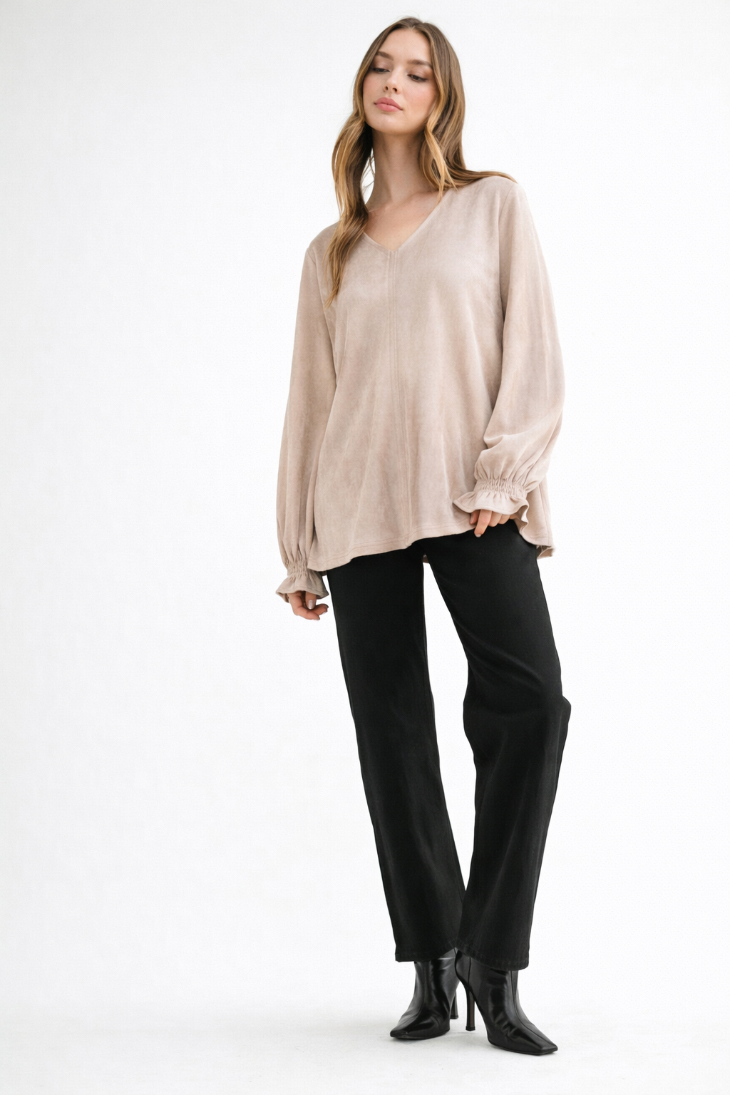 Abigail Stretch Suede Top
