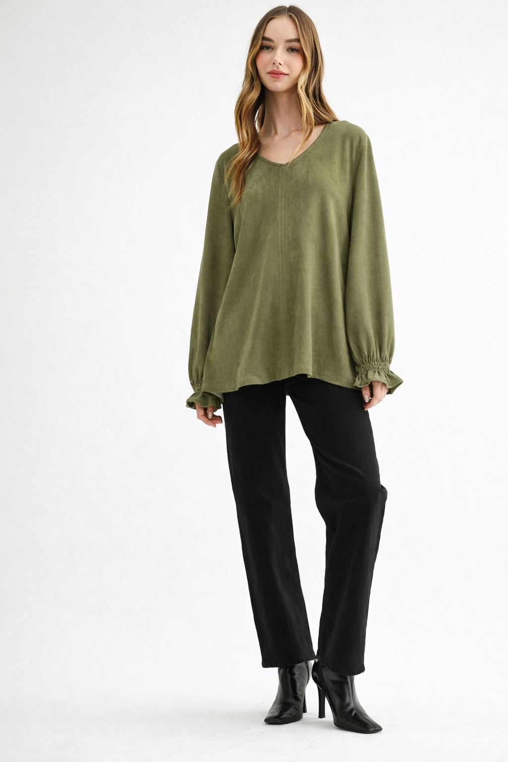 Abigail Stretch Suede Top