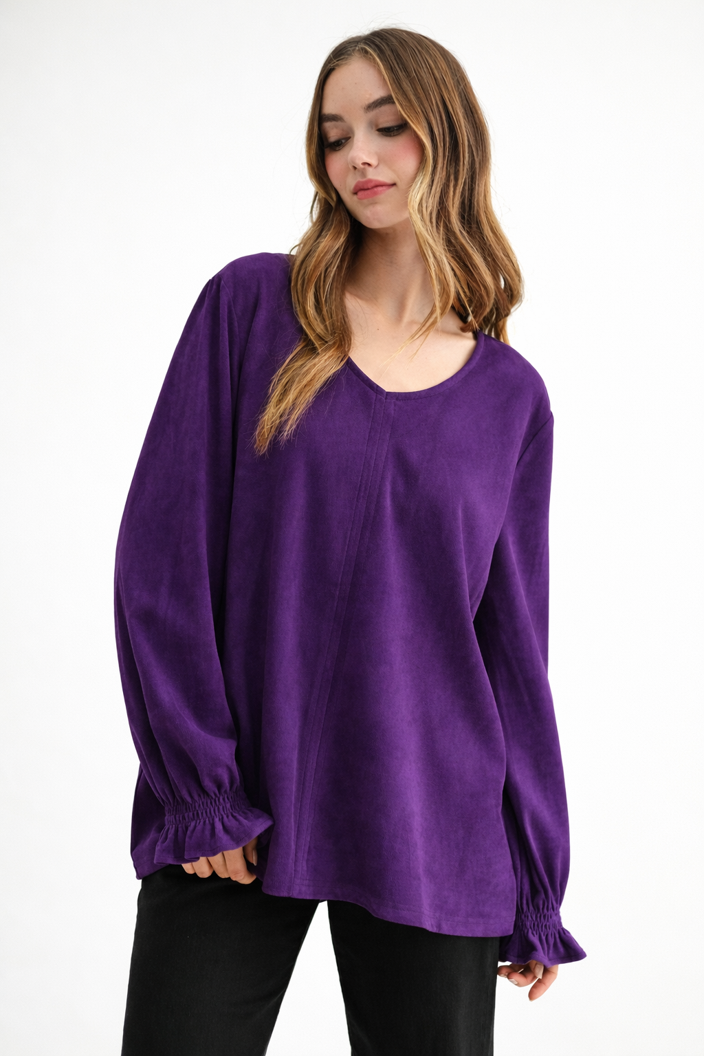 Abigail Stretch Suede Top