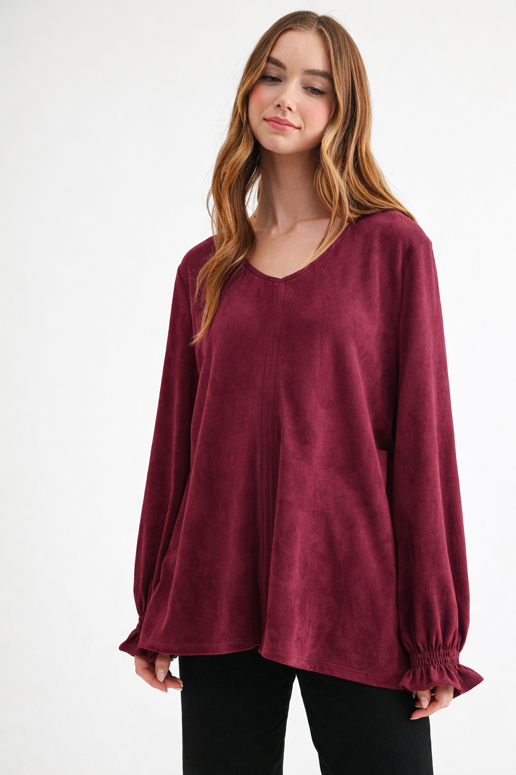 Abigail Stretch Suede Top