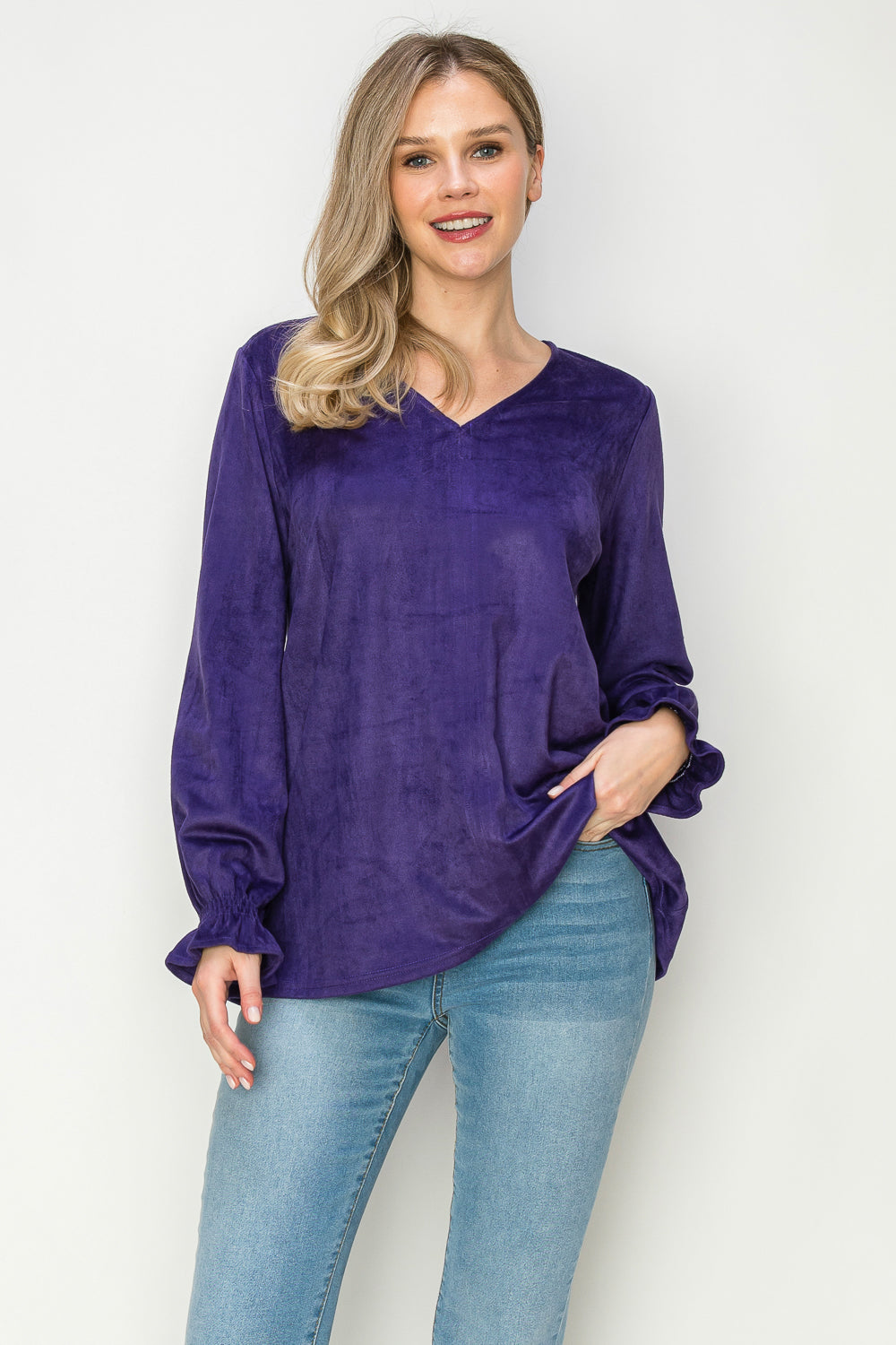 Abigail Stretch Suede Top