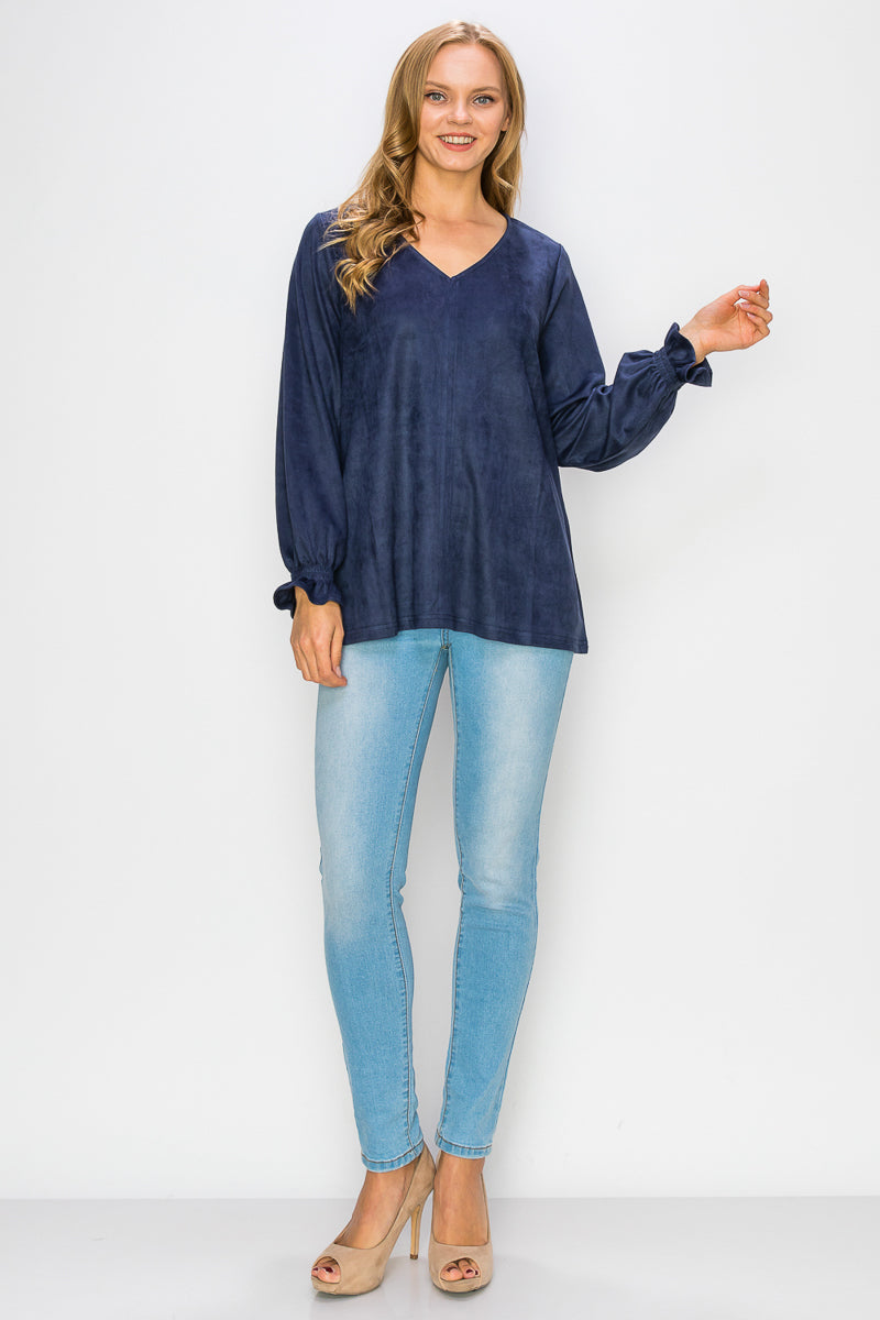 Abigail Stretch Suede Top
