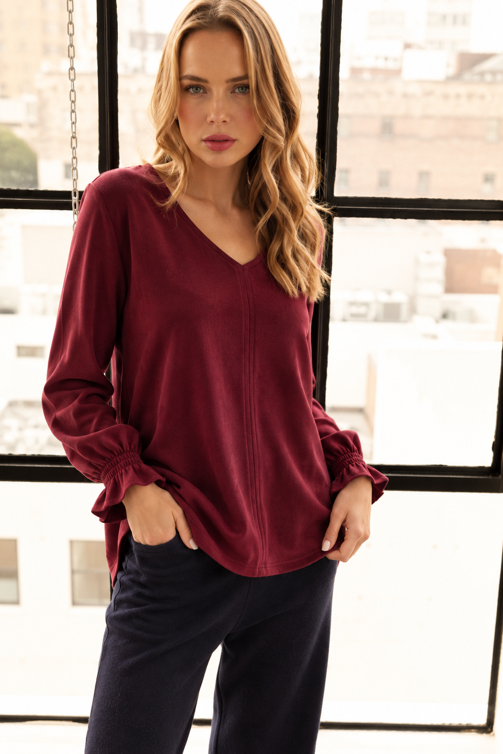 Abigail Stretch Suede Top