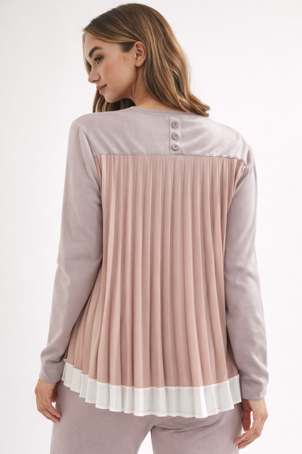 Summa Knitted Rib with Accordian Pleating Back
