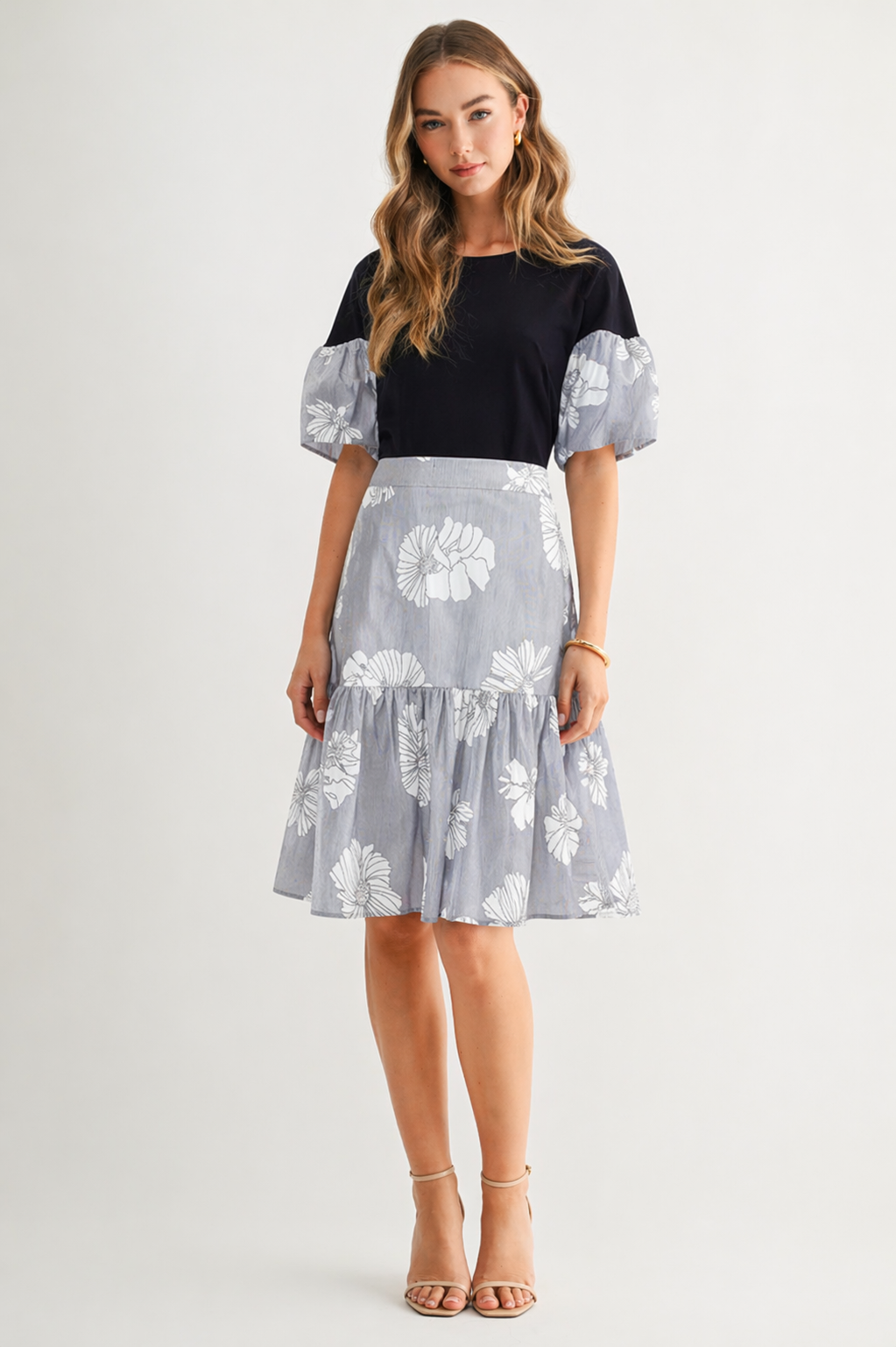 Wynne Cotton Poplin Floral Print Bubble Skirt
